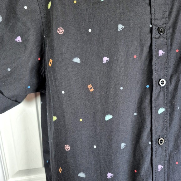 Taco Bell black button down employee graphic shirt short sleeve men's medium - Picture 4 of 9